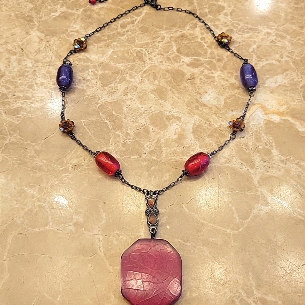 BOHEMIAN Pendant Necklace w/ Whimsical Beads,  9" - Picture 4 of 15